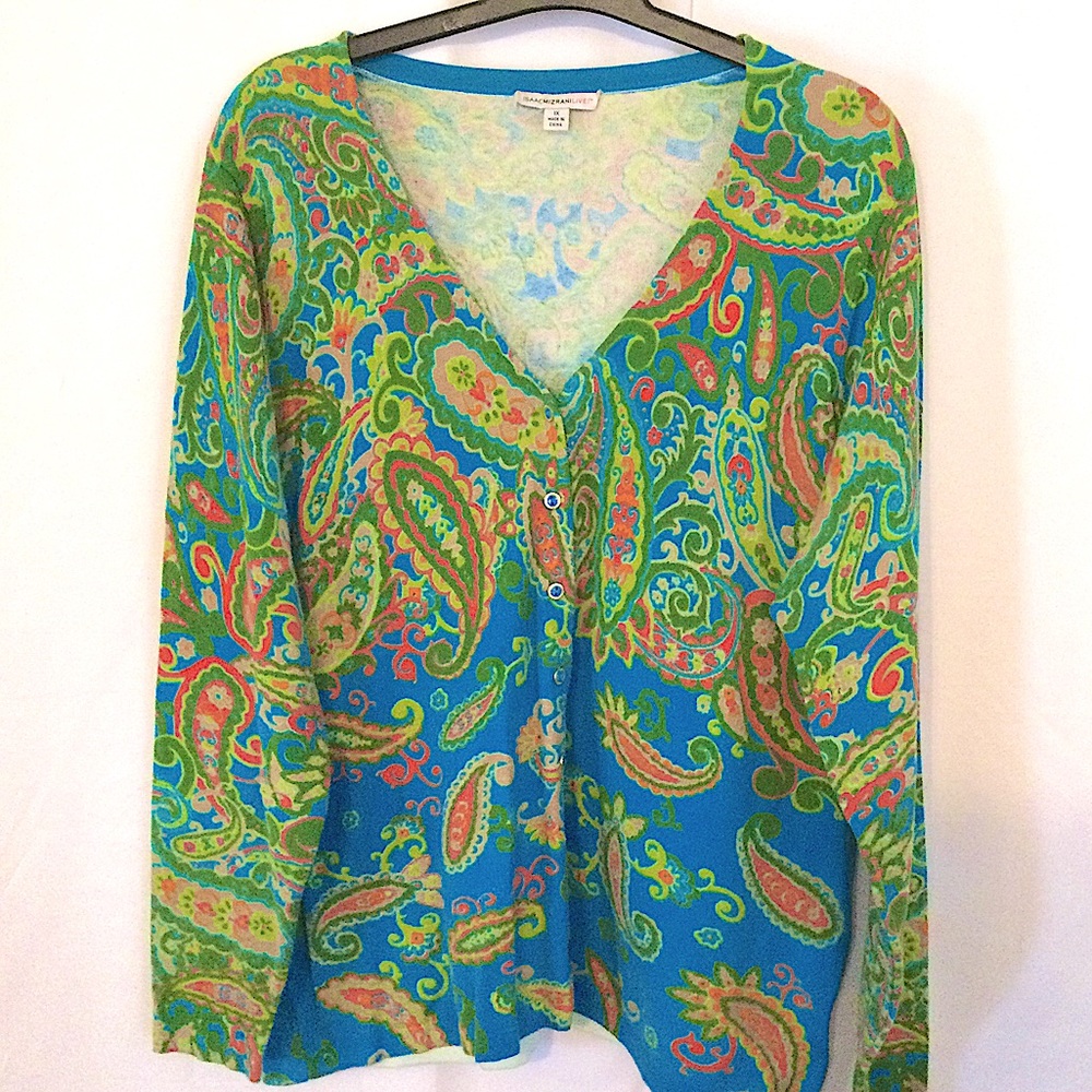 Isaac Mizrahi Live! 1X Button Paisley Sweater (449)